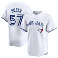 Davalo T.Blue Jays #57 Shane Bieber Player White Limited Home Stitched Jerseys