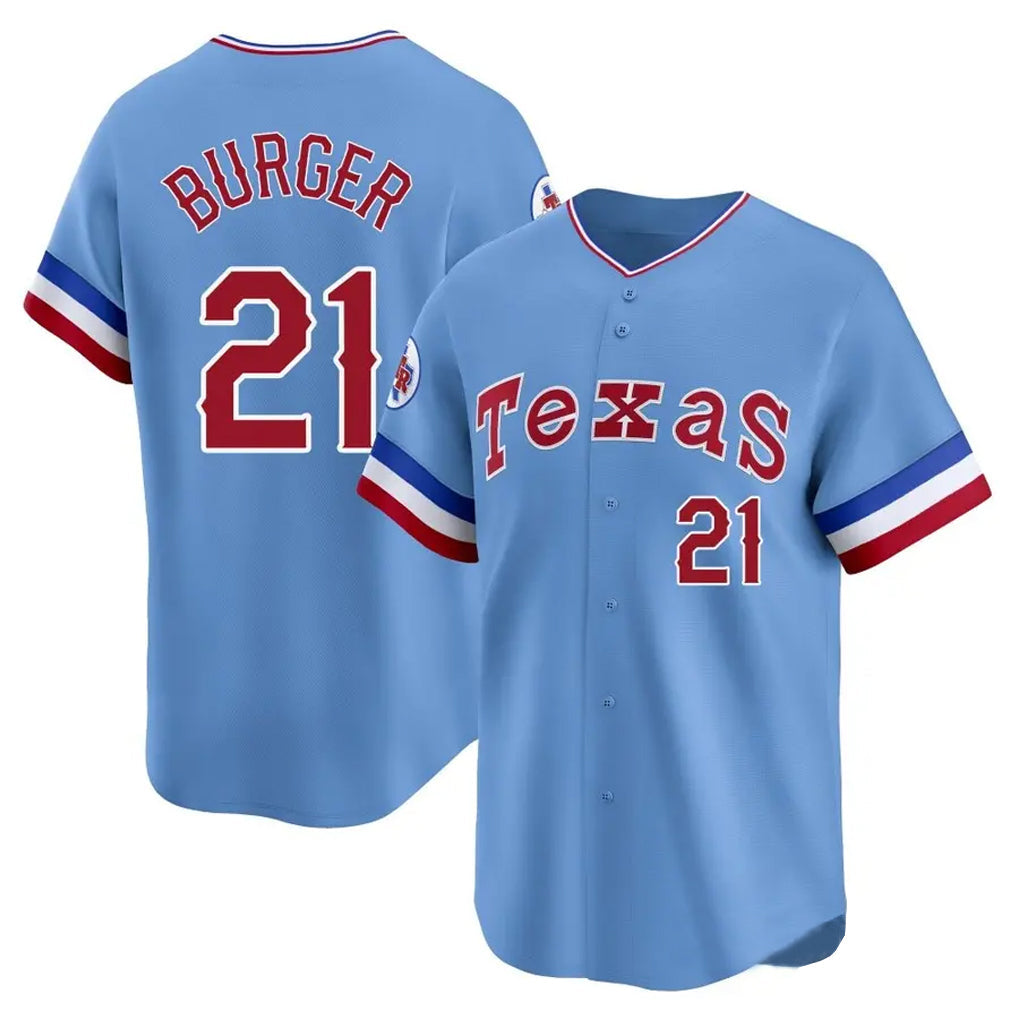 Davalo T.Rangers #21 Jake Burger Player Light Blue Cooperstown Collection Limited Stitched Jerseys