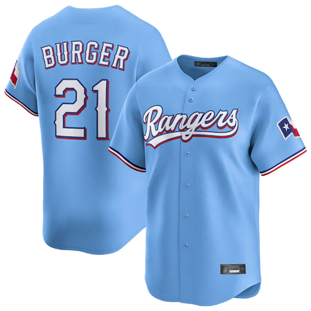 Davalo T.Rangers #21 Jake Burger Player Light Blue Home Limited Stitched Jerseys