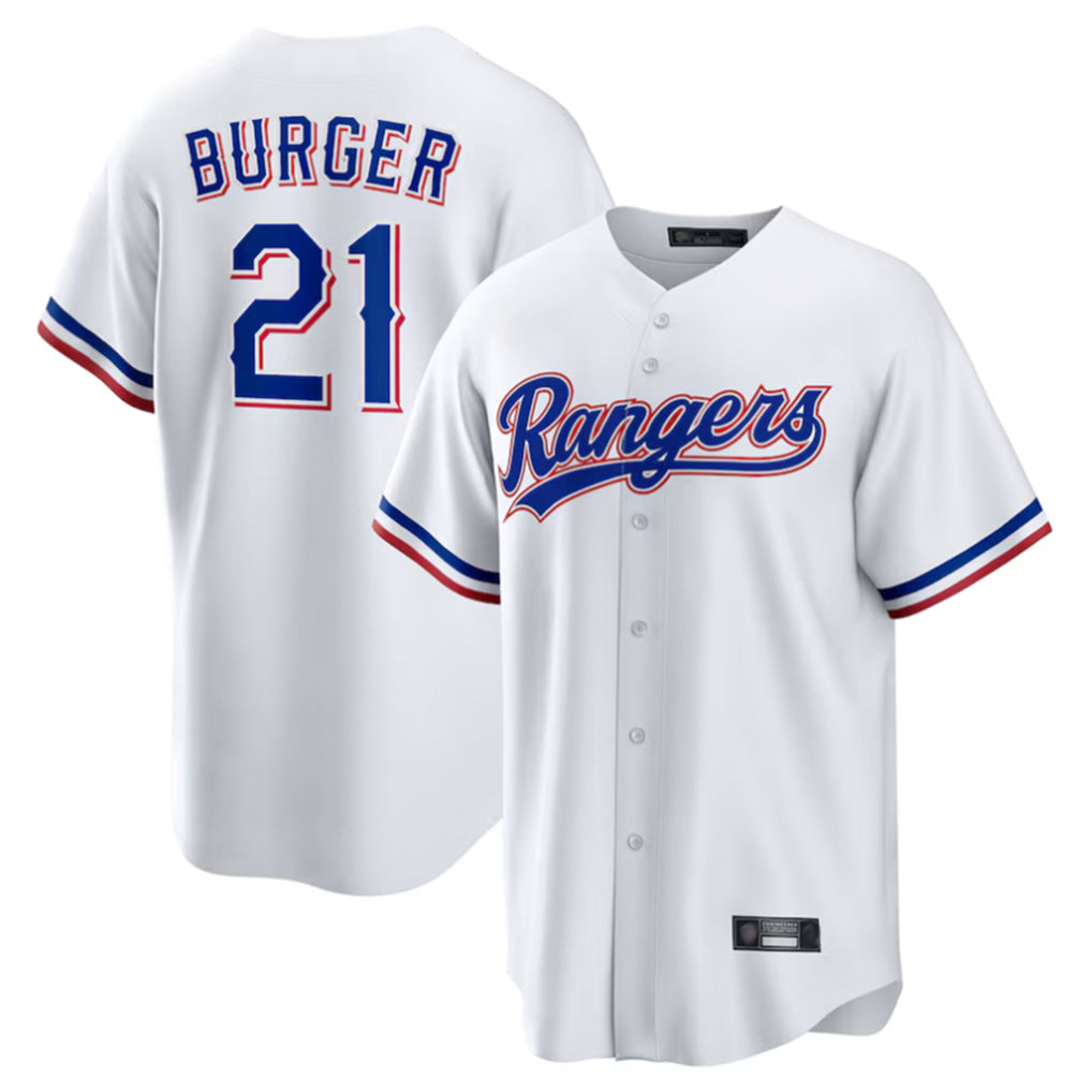 Davalo T.Rangers #21 Jake Burger Player White Home Limited Stitched Jerseys