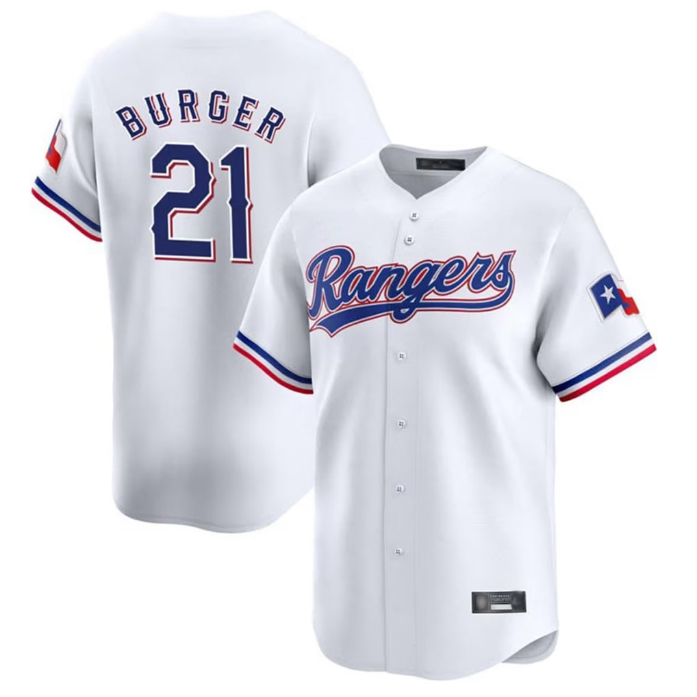 Davalo T.Rangers #21 Jake Burger Player White&Blue Home Limited Stitched Jerseys