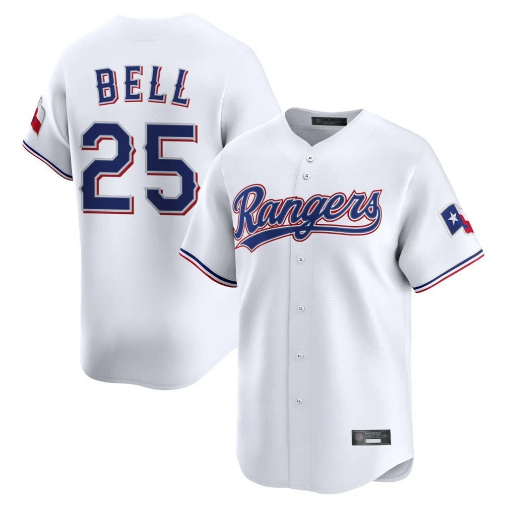 Davalo T.Rangers #25 Buddy Bell Player White Home Limited Stitched Jerseys