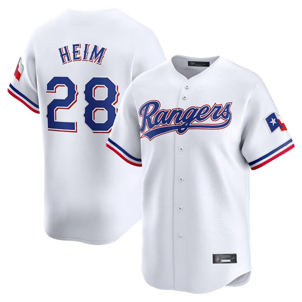 Davalo T.Rangers #28 Jonah Heim Player White Home Limited Stitched Jerseys