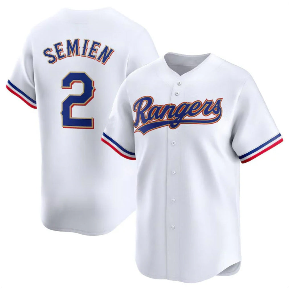 Davalo T.Rangers #2 Marcus Semien Player Gold Collection Limited White Stitched Jerseys
