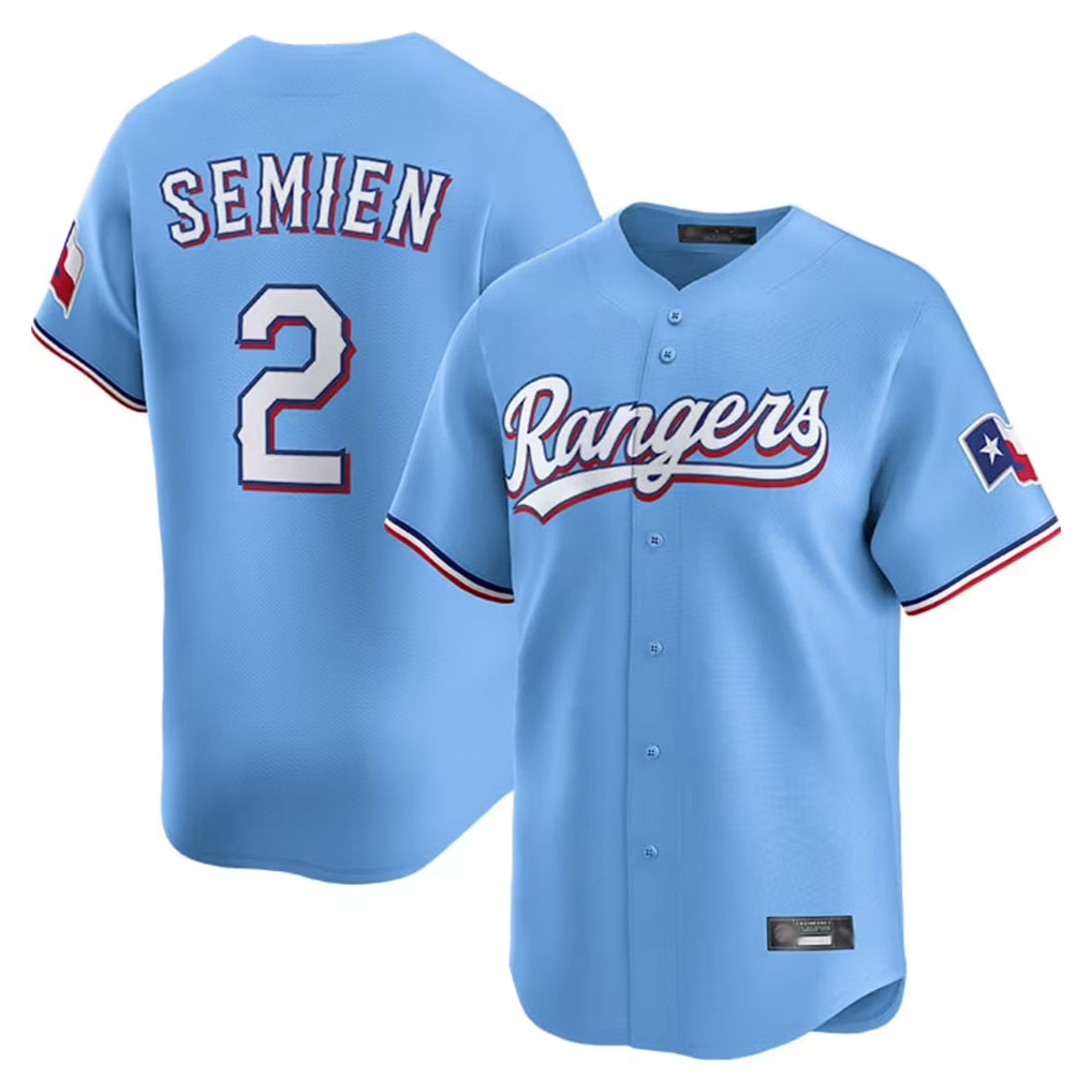 Davalo T.Rangers #2 Marcus Semien Player Light Blue Limited Home Stitched Jerseys