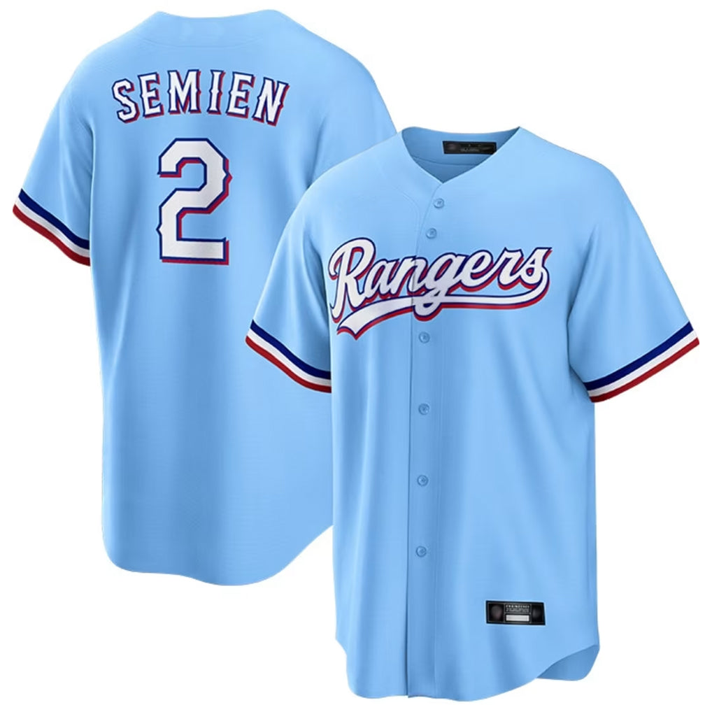 Davalo T.Rangers #2 Marcus Semien Player Light Blue Replica Game Stitched Jerseys