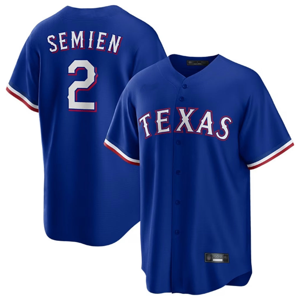 Davalo T.Rangers #2 Marcus Semien Player Royal Home Game Stitched Jerseys