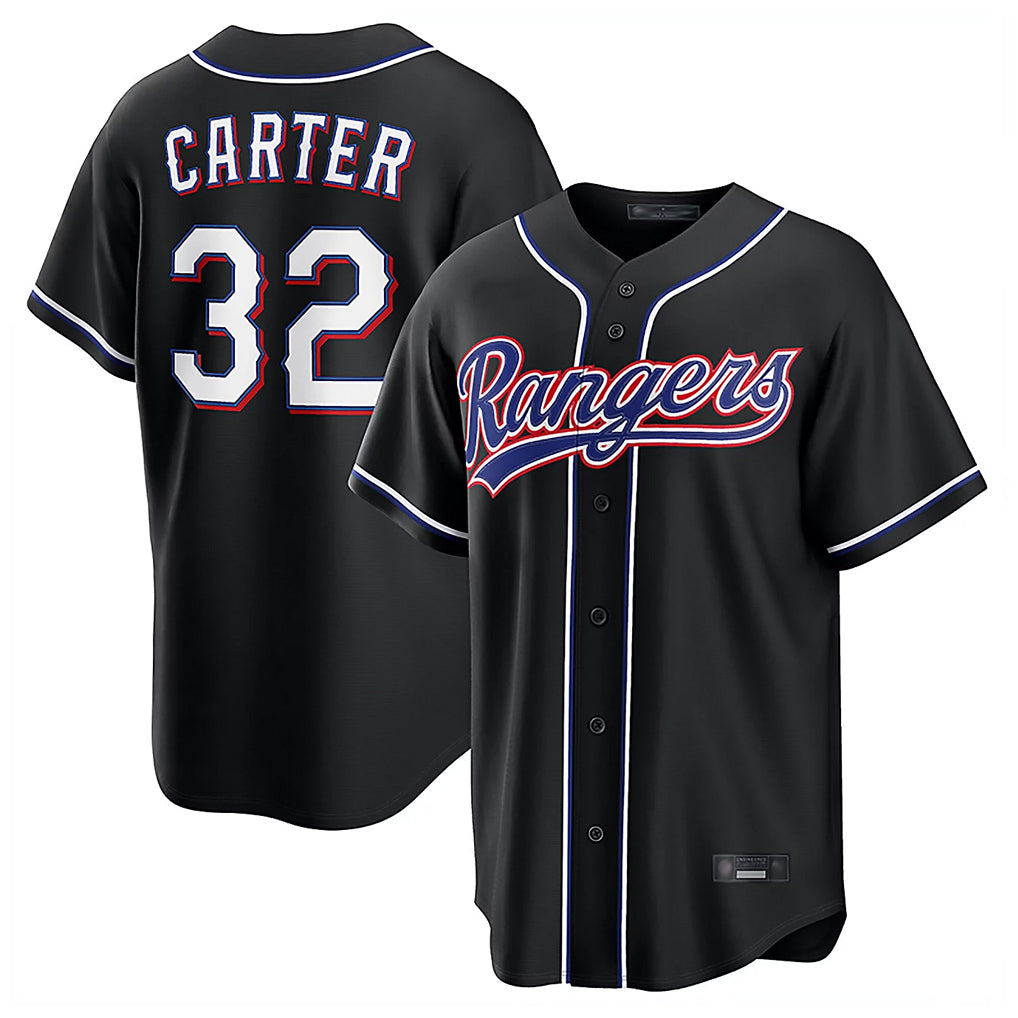 Davalo T.Rangers #32 Evan Carter Player Black 2026 Out Fashion Replica Stitched Jerseys