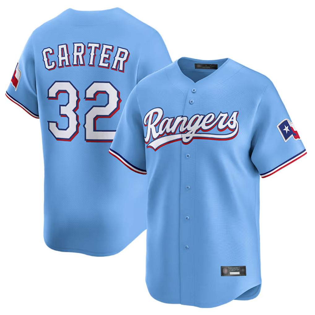 Davalo T.Rangers #32 Evan Carter Player Light Blue Home Limited Stitched Jerseys
