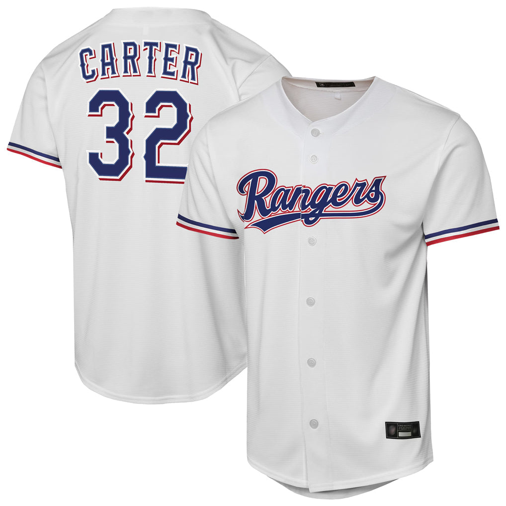 Davalo T.Rangers #32 Evan Carter Player White Home Replica Stitched Jerseys