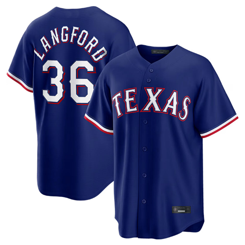 Davalo T.Rangers #36 Wyatt Langford Player Royal Home Game Stitched Jerseys