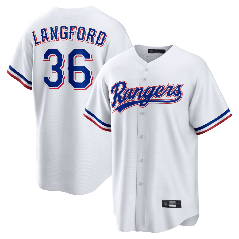 Davalo T.Rangers #36 Wyatt Langford Player White Home Game Stitched Jerseys