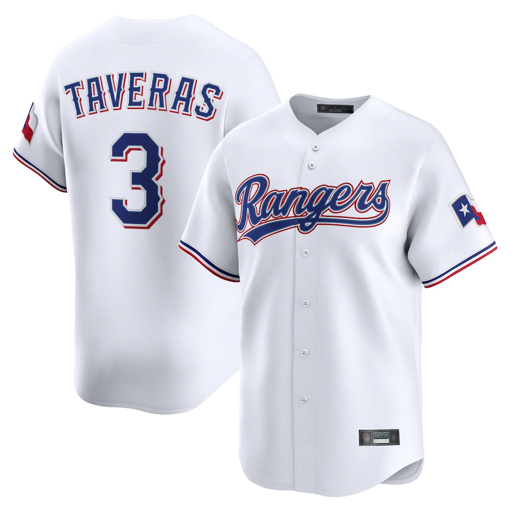 Davalo T.Rangers #3 Leody Taveras Player White Home Limited Stitched Jerseys