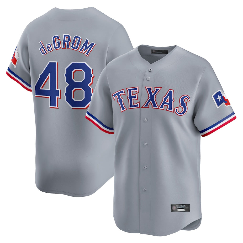 Davalo T.Rangers #48 Jacob deGrom Player Gray Home Limited Stitched Jerseys