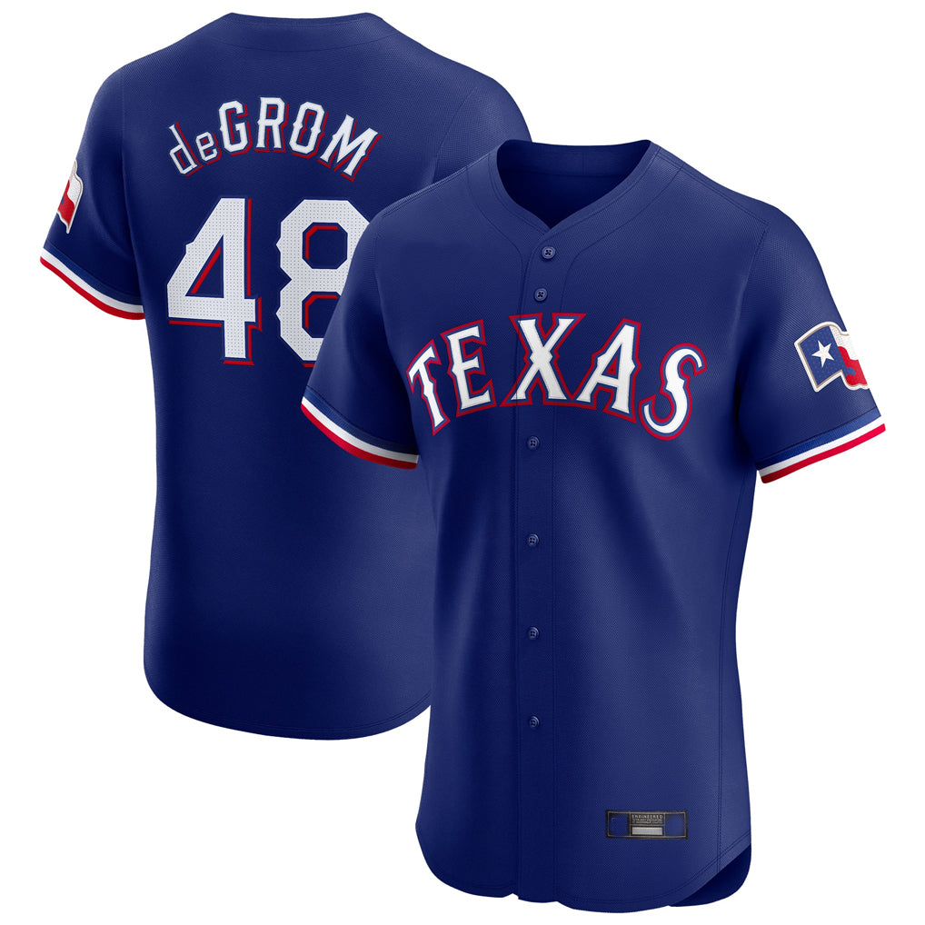 Davalo T.Rangers #48 Jacob deGrom Player Royal Elite Home Limited Stitched Jerseys