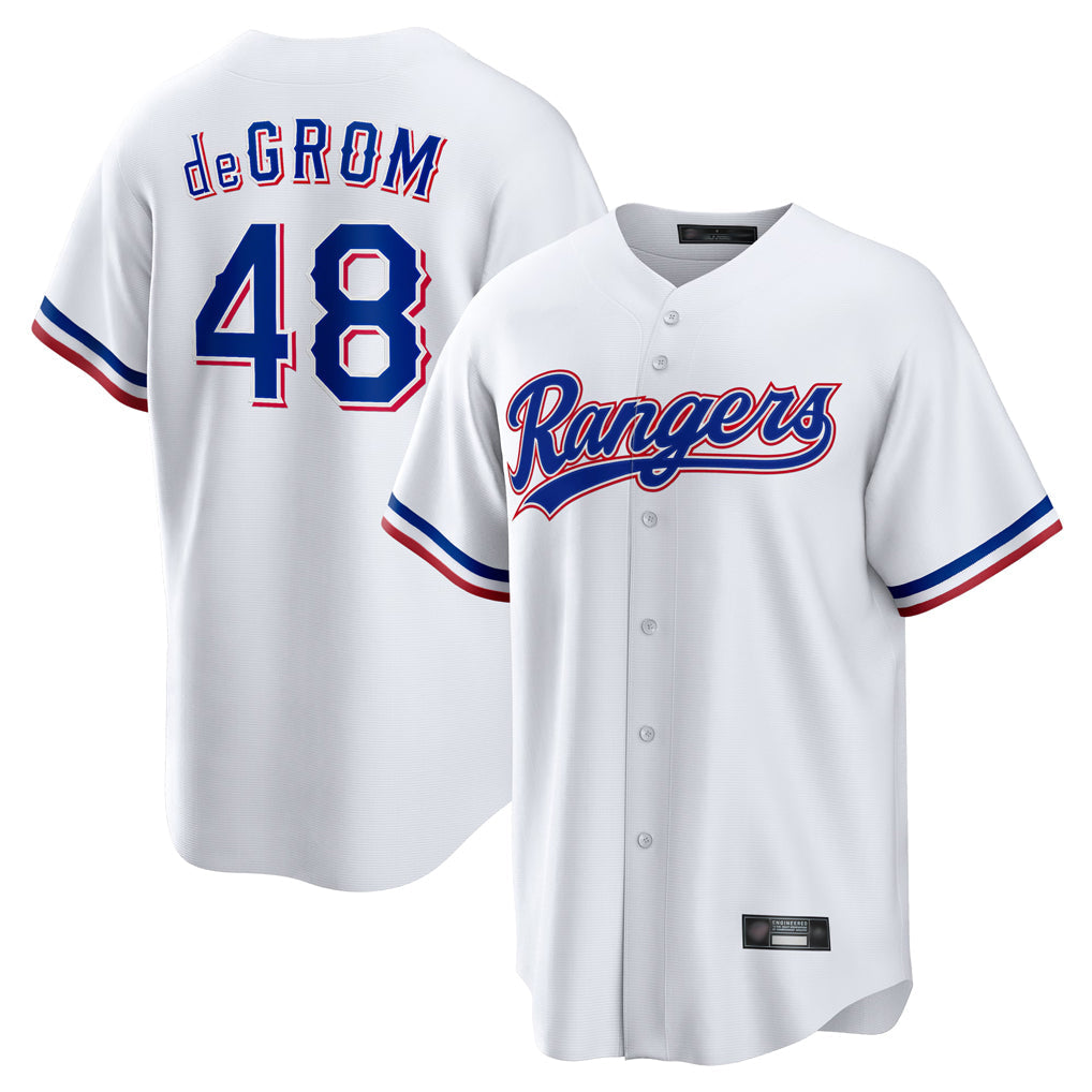 Davalo T.Rangers #48 Jacob deGrom Player White Home Limited Game Stitched Jerseys