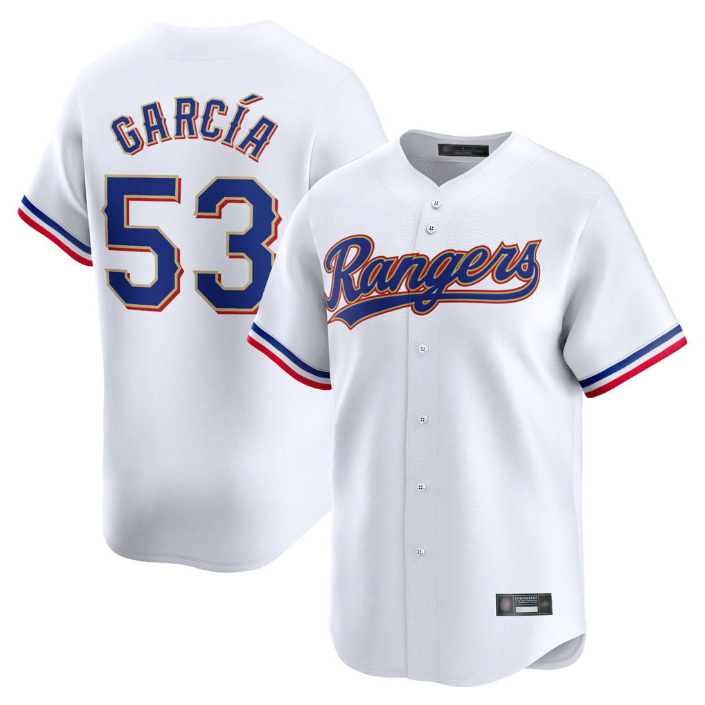 Davalo T.Rangers #53 Adolis Garcia Player Gold Home Limited White Stitched Jerseys