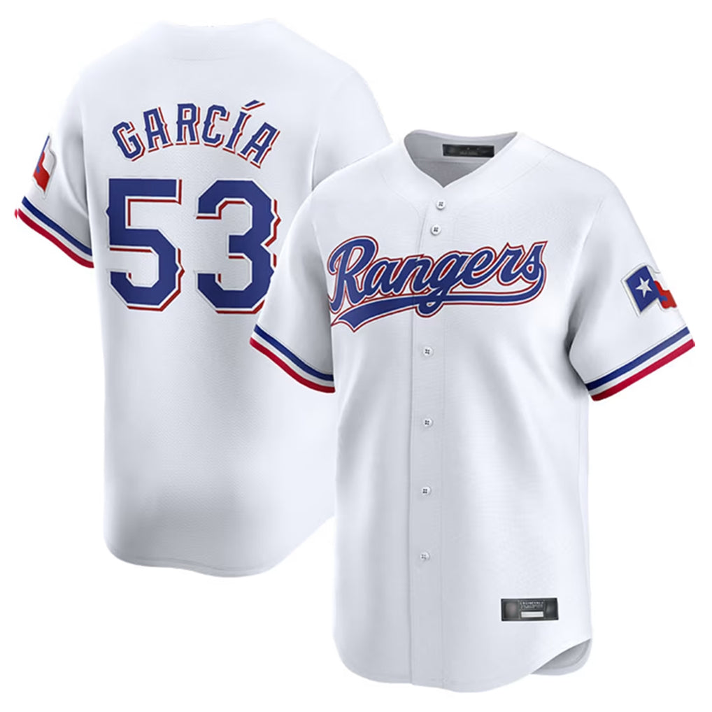 Davalo T.Rangers #53 Adolis Garcia Player White Home Limited Stitched Jerseys