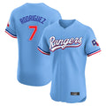 Davalo T.Rangers #7 Ivan Rodriguez Player Light Blue Limited Home Elite Stitched Jerseys