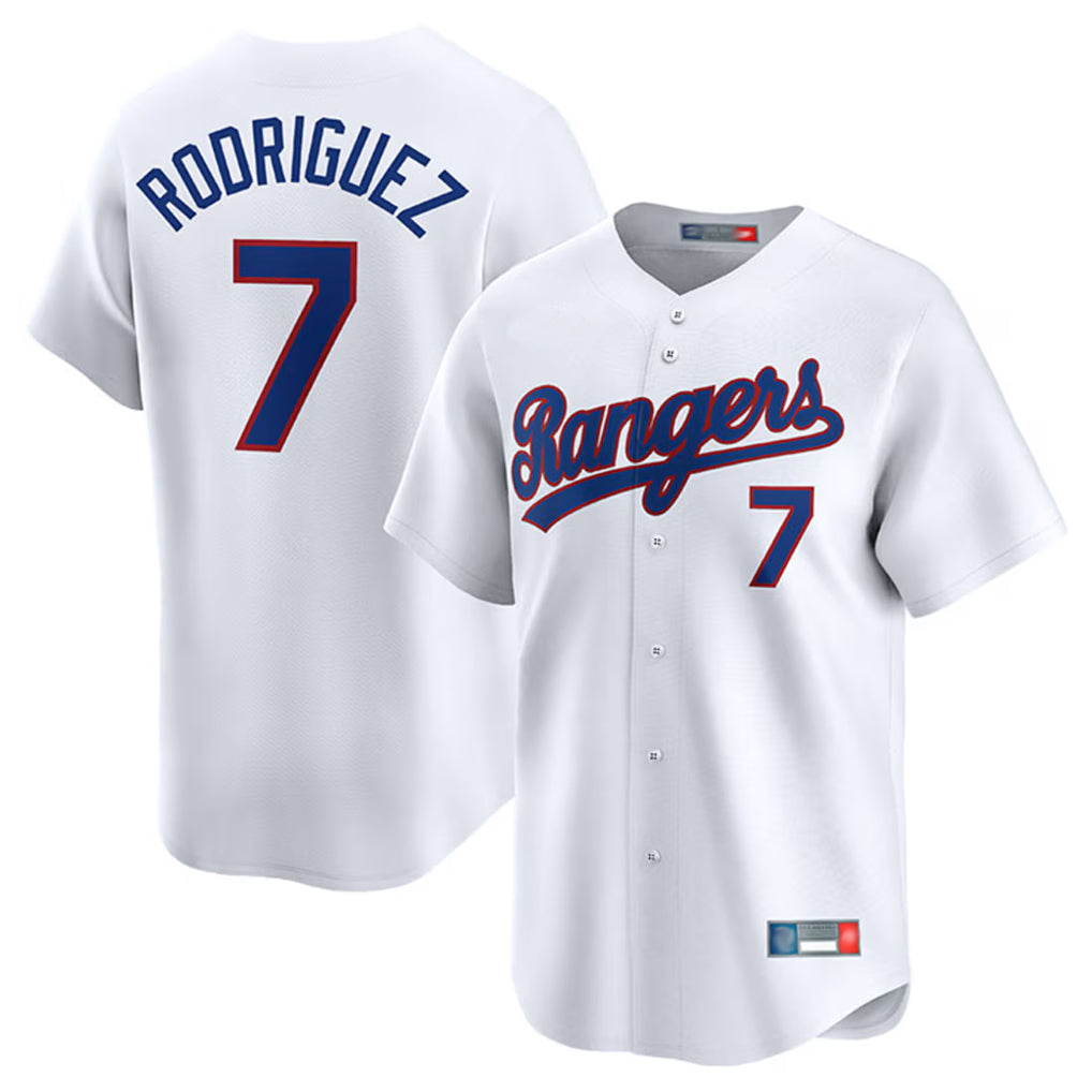 Davalo T.Rangers #7 Ivan Rodriguez Player White Home Limited Stitched Jerseys