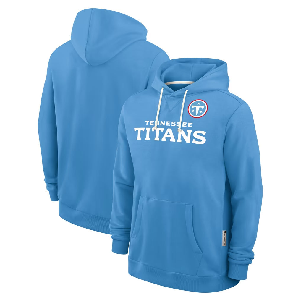Davalo T.Titans Light Blue LOGO Pullover Hoodies Home Game Blank Player Stitched Jerseys