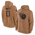 Davalo T.Titans #0 Calvin Ridley Player Brown Salute To Service Club Pullover Hoodies Home Game Stitched Jerseys