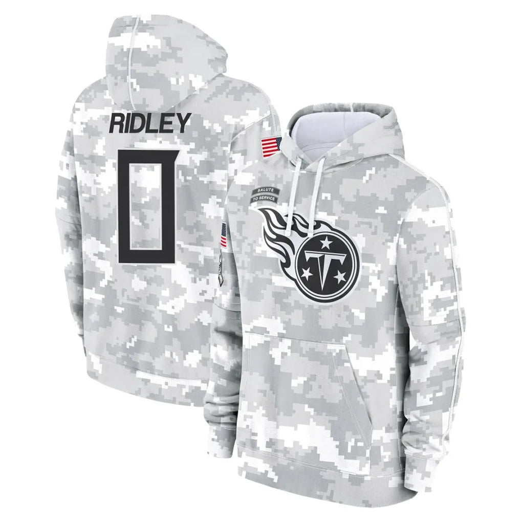 Davalo T.Titans #0 Calvin Ridley Player Camo Arctic Salute to Service Pullover Hoodies Home Game Stitched Jerseys