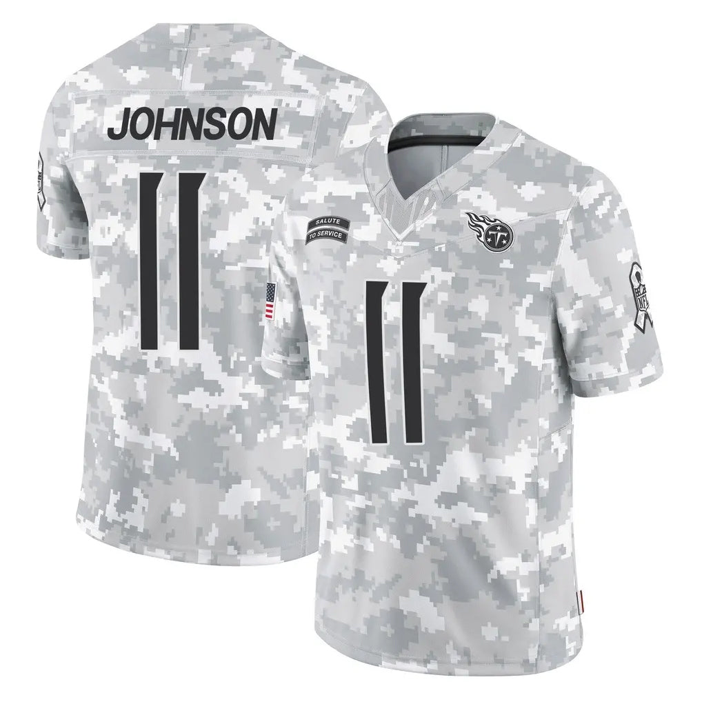 Davalo T.Titans #11 Jermaine Johnson II Player Arctic Camo Limited Salute to Service Home Game Stitched Jerseys
