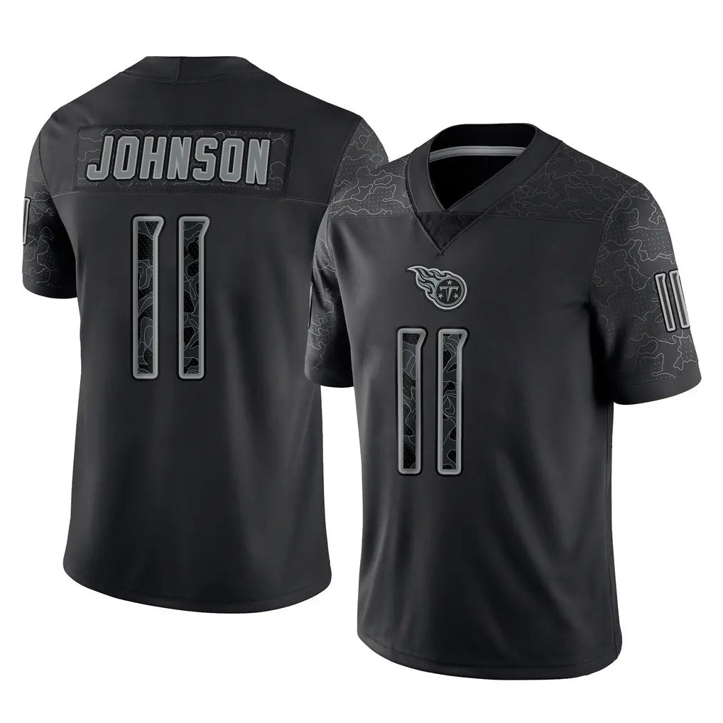 Davalo T.Titans #11 Jermaine Johnson II Player Black Limited Reflective Home Game Stitched Jerseys