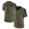 Davalo T.Titans #11 Jermaine Johnson II Player Olive Salute to Service Limited Home Game Stitched Jerseys
