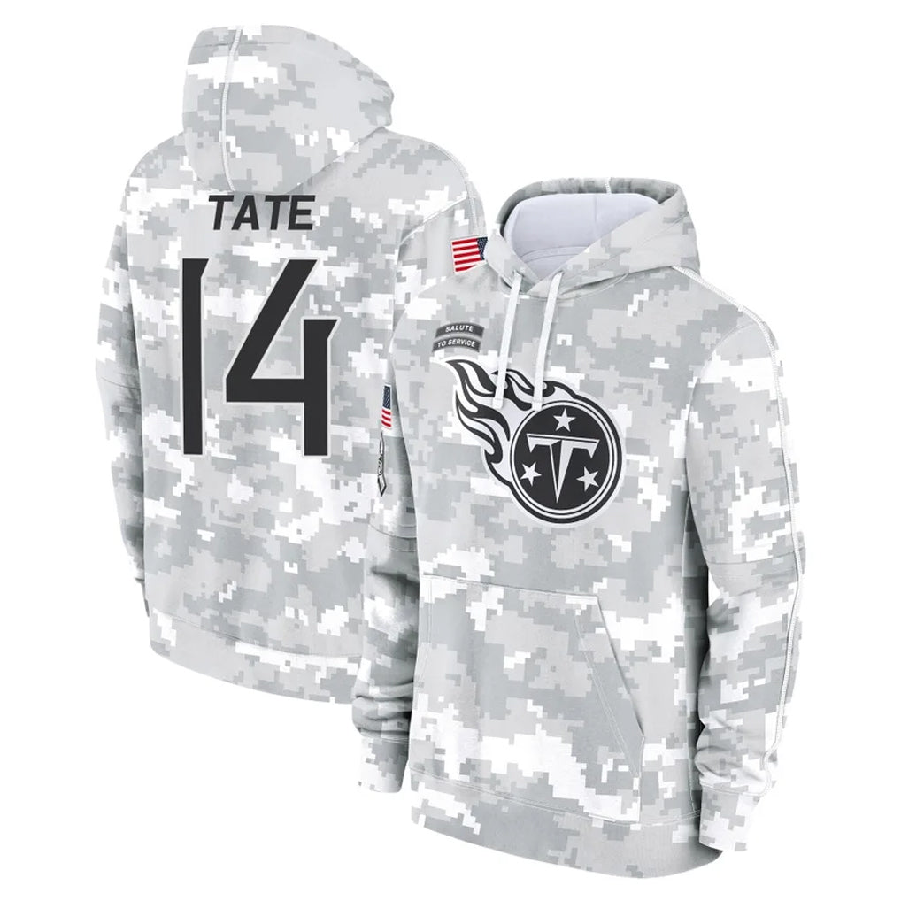 Davalo T.Titans #14 Carnell Tate Player Camo Arctic Salute to Service Pullover Hoodies Home Game Stitched Jerseys