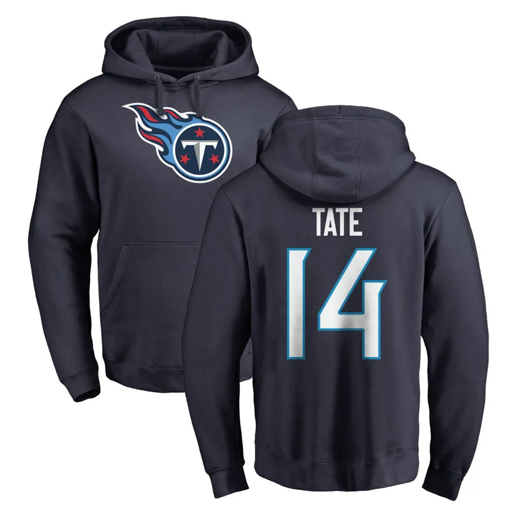 Davalo T.Titans #14 Carnell Tate Player Navy Logo Pullover Hoodies Home Game Stitched Jerseys