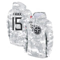 Davalo T.Titans #15 Keldric Faulk Player Camo Arctic Salute to Service Pullover Hoodies Home Game Stitched Jerseys