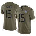 Davalo T.Titans #15 Keldric Faulk Player Olive Limited Salute to Service Home Game Stitched Jerseys