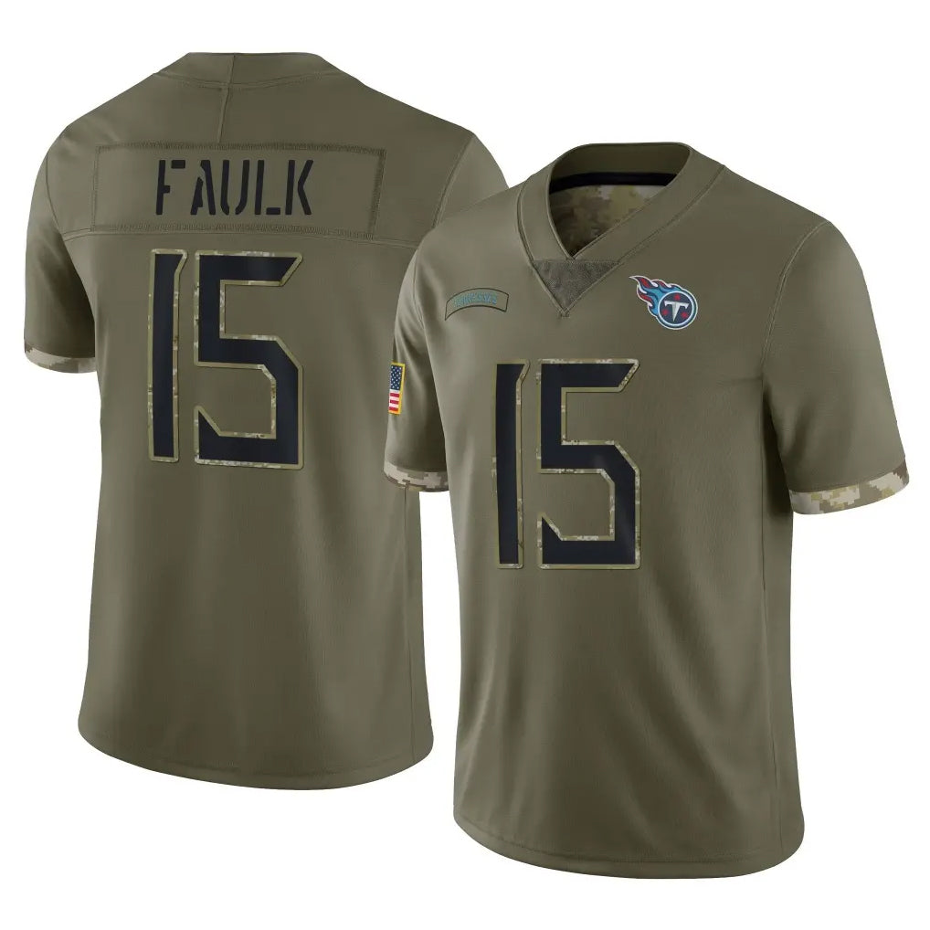 Davalo T.Titans #15 Keldric Faulk Player Olive Limited Salute to Service Home Game Stitched Jerseys