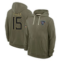 Davalo T.Titans #15 Keldric Faulk Player Olive Salute to Service Hoodies Home Game Stitched Jerseys