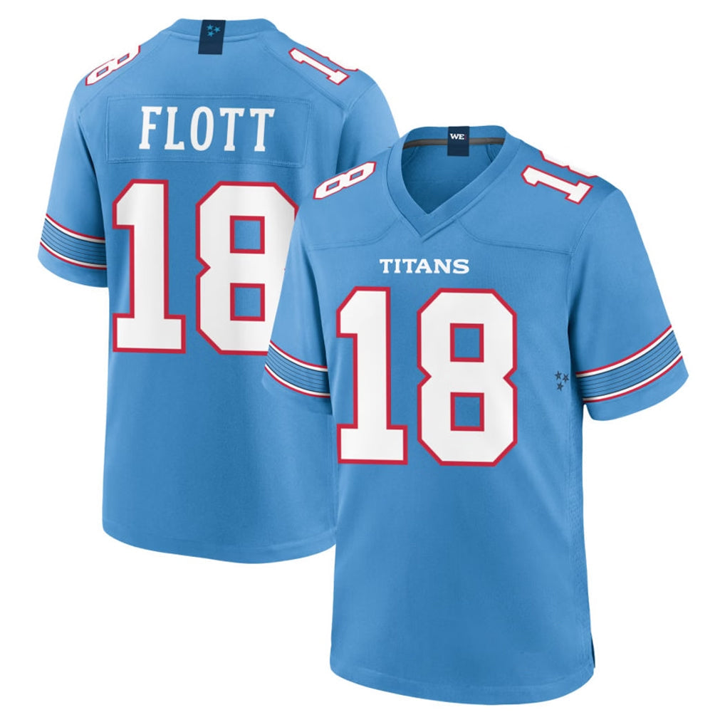 Davalo T.Titans #18 Cor'Dale Flott Player Light Blue 2026 Game Home Stitched Jerseys