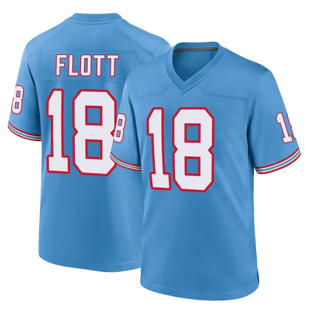 Davalo T.Titans #18 Cor'Dale Flott Player Light Blue Oilers Throwback Home Game Stitched Jerseys