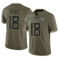 Davalo T.Titans #18 Cor'Dale Flott Player Olive Limited Salute to Service Home Game Stitched Jerseys