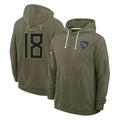 Davalo T.Titans #18 Cor'Dale Flott Player Olive Salute to Service Hoodies Home Game Stitched Jerseys