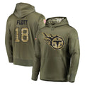 Davalo T.Titans #18 Cor'Dale Flott Player Olive Salute to Service Pullover Hoodies Home Game Stitched Jerseys