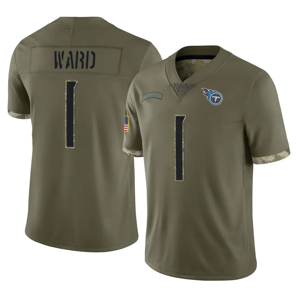 Davalo T.Titans #1 Cameron Ward Player Olive Limited Salute to Service Home Game Stitched Jerseys