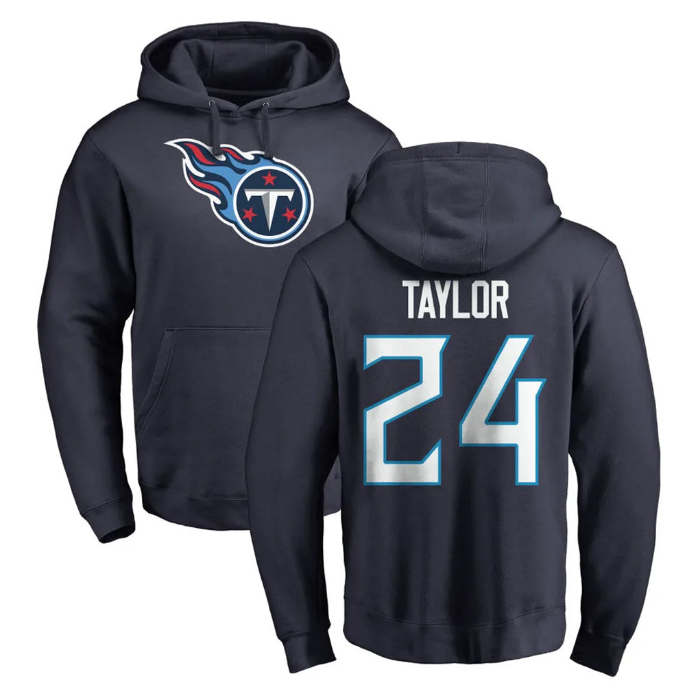 Davalo T.Titans #24 Alontae Taylor Player Navy Logo Pullover Hoodies Home Game Stitched Jerseys