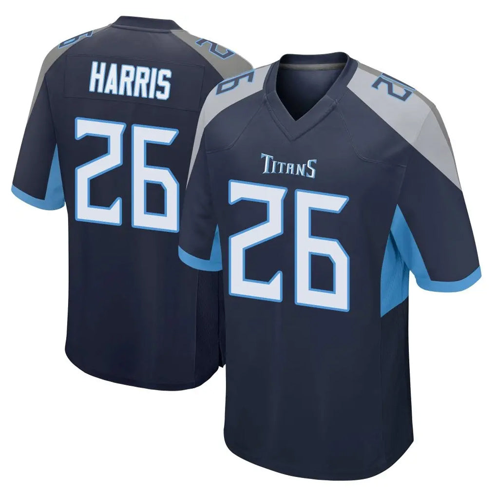 Davalo T.Titans #26 Marcus Harris Player Navy Home Game Stitched Jerseys