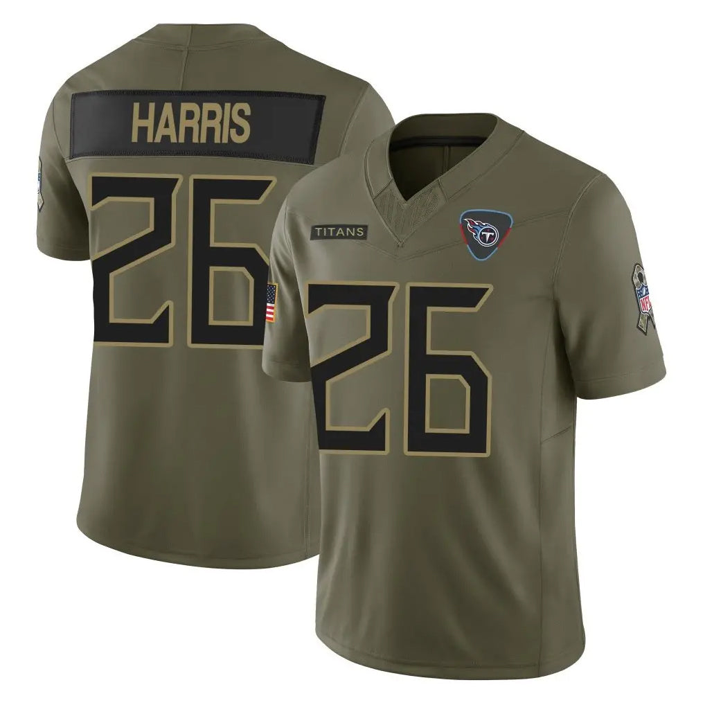 Davalo T.Titans #26 Marcus Harris Player Olive Limited 2025 Salute to Service Home Game Stitched Jerseys
