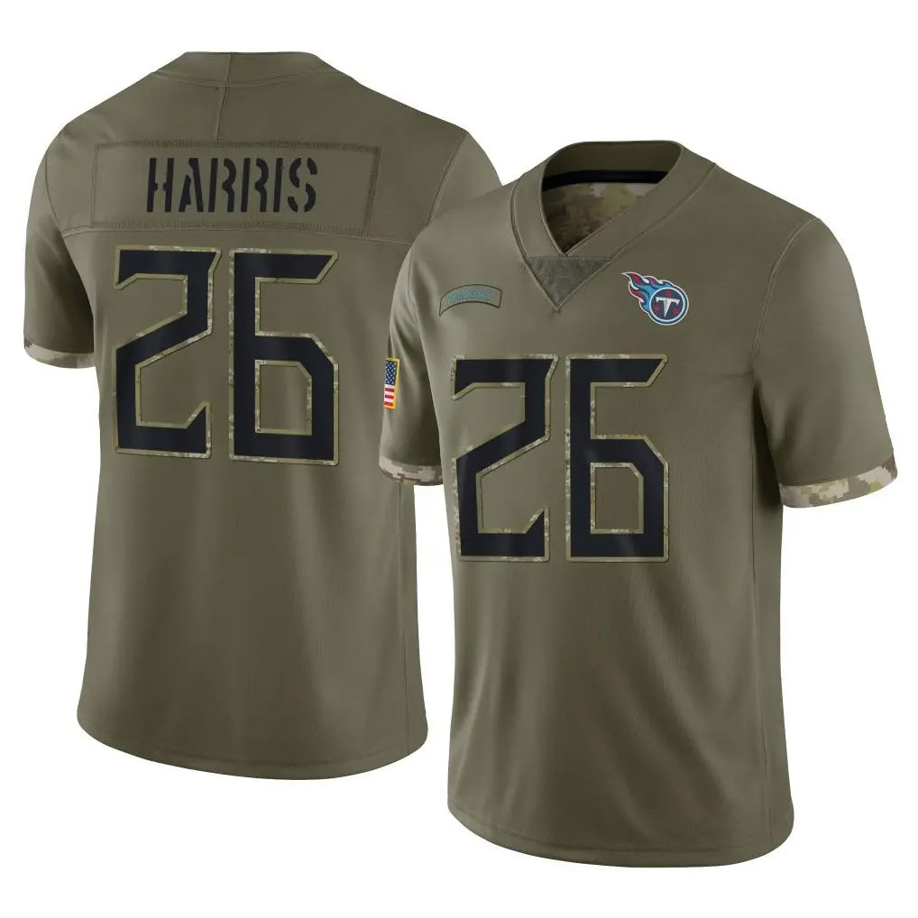 Davalo T.Titans #26 Marcus Harris Player Olive Limited Salute to Service Home Game Stitched Jerseys