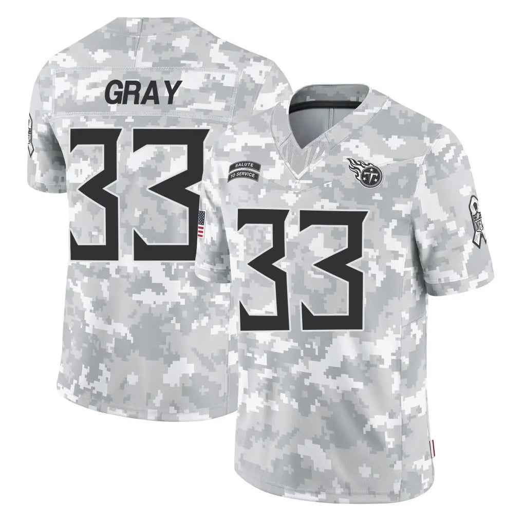 Davalo T.Titans #33 Cedric Gray Player Arctic Camo Limited Salute to Service Home Game Stitched Jerseys