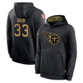 Davalo T.Titans #33 Cedric Gray Player Black Salute to Service Sideline Performance Pullover Hoodies Home Game Stitched Jerseys