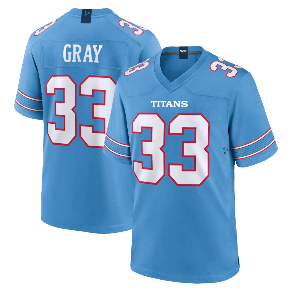Davalo T.Titans #33 Cedric Gray Player Light Blue 2026 Game Home Stitched Jerseys