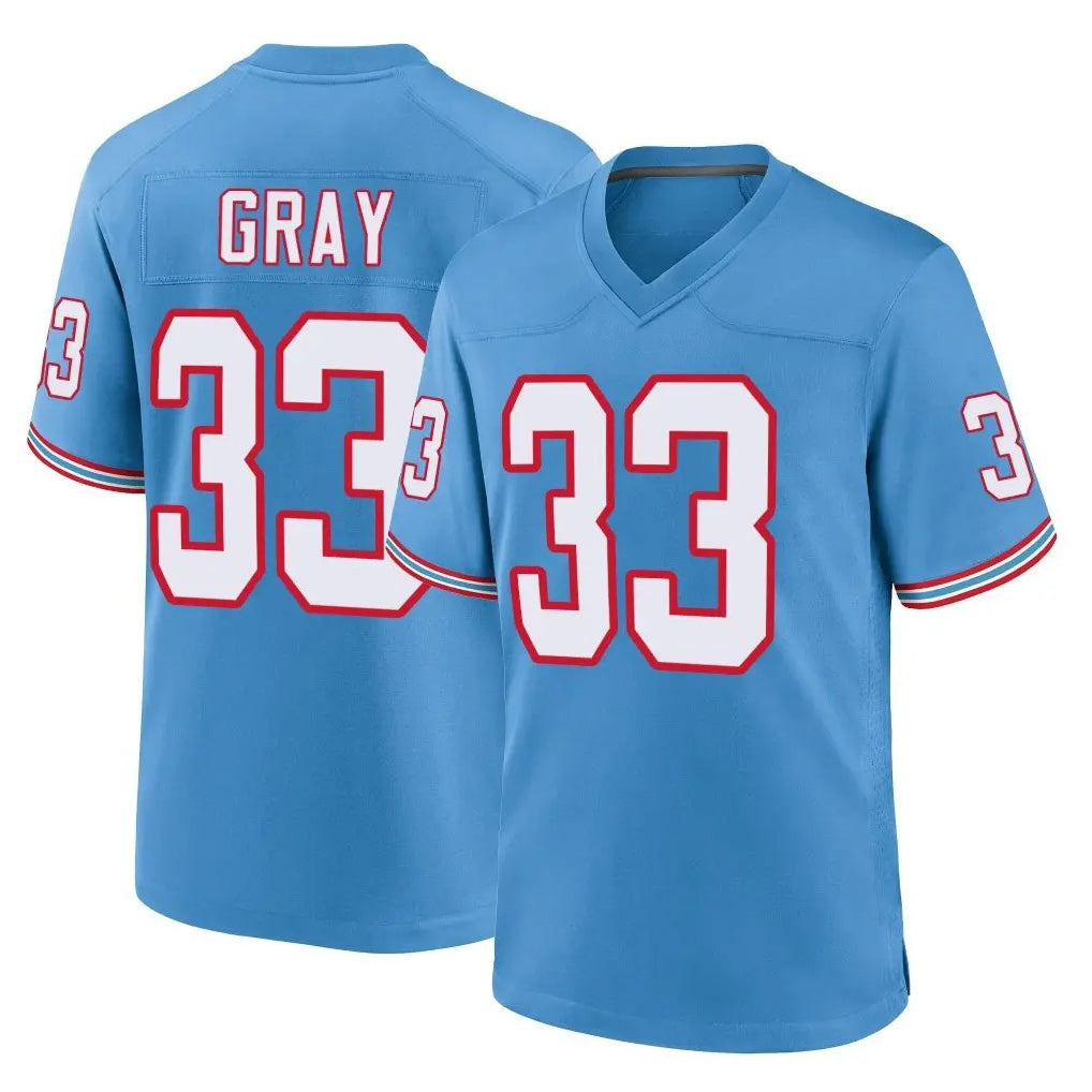 Davalo T.Titans #33 Cedric Gray Player Light Blue Oilers Throwback Home Game Stitched Jerseys